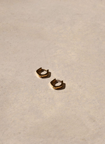 Gold Waterproof Angle Hoop Earrings