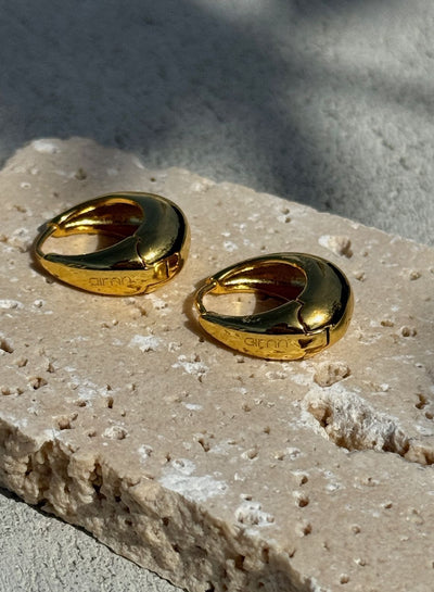 Gold Waterproof Drop Hoop Earrings