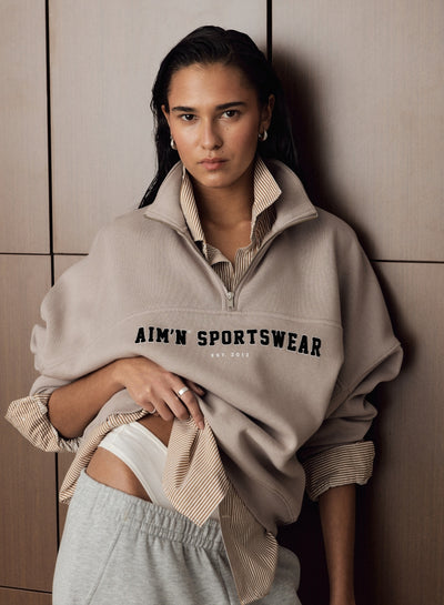 Dark Clay Varsity Sweat Half Zip